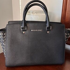 Michael Kors Selma Black Tote with Silver Grommets